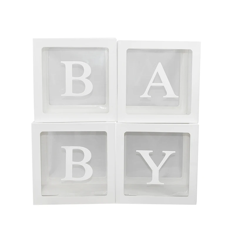 4 шт./компл. прозрачный и надписью «Love» для коробка для Baby Shower или для вечеринки по случаю украшения 1st День рождения Детские подарки для мальчиков девочек детские праздничные шары Коробки