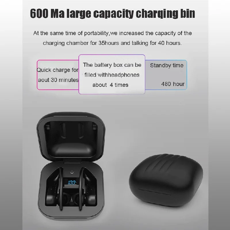 B1 Спортивная Bluetooth гарнитура цифровой дисплей Висячие Наушники Tws 5,0 беспроводная Bluetooth гарнитура