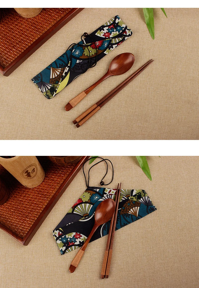 Японский стиль и ветровое дерево CHOPSTICKS ложка Piece шт набор путешествия студентов Экологически чистая походная посуда Chopst