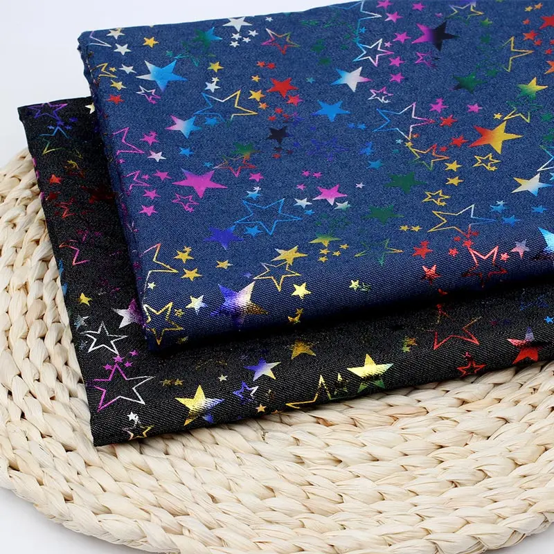 Denim Fabric By The Meter Colored Pentagram Printed Sheet Clothes Dress Sewing Material Home Textile Handmade DIY Craft Supplies | Дом и сад