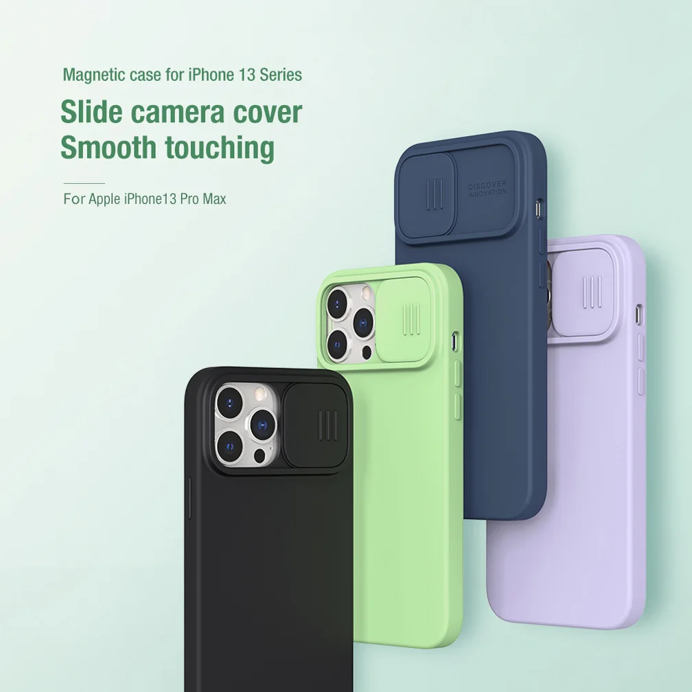 For iPhone 13 13 Pro Case NILLKIN CamShield Silky Magnetic Silicone Slide Camera Protection Cover For iPhone 13 Pro Max Case