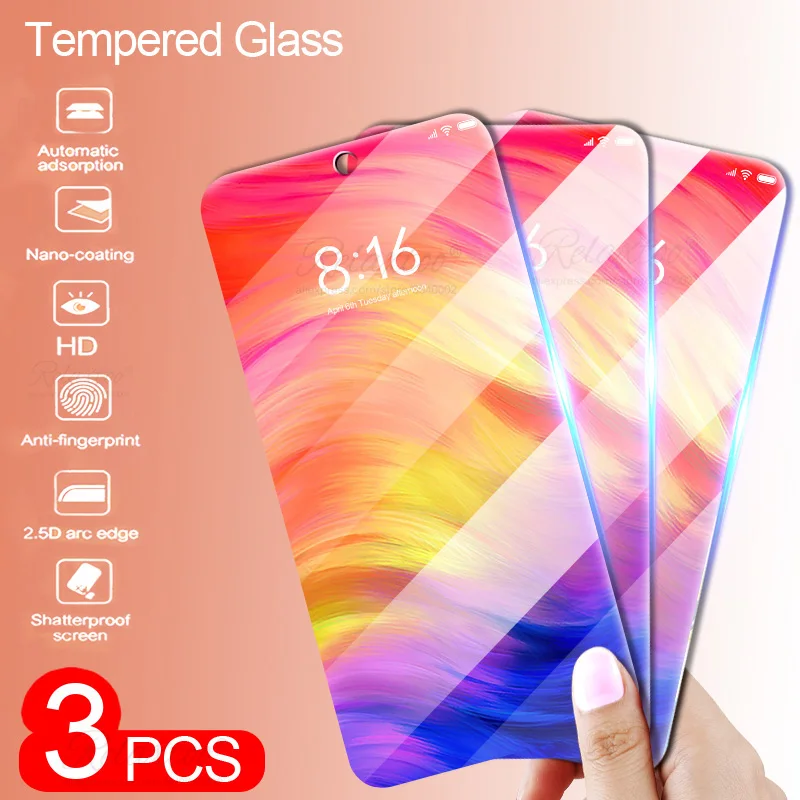 

3PCS 9H Tempered Glass on For Xiaomi Redmi Note 7 8 Pro 7A 8A Screen Protector Redmi note7 note8 redmi7 redmi8 a Protective Film