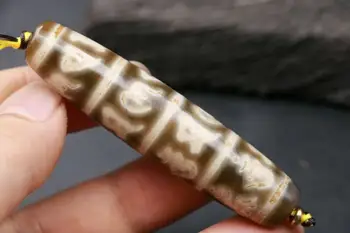 

Rare Pattern MagicTibetan Old Agate 6 WORDS OF THE TRUTH dZi Bead 73MM