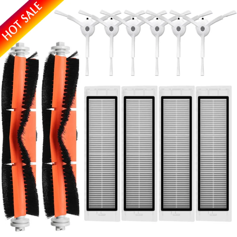12pcs-lot Для Xiaomi Roborock Robot S50 S5 Запчасти для пылесоса наборы тряпок для мокрой уборки фильтр боковая щетка рулон щетки резервуар для воды - Цвет: 12pcs-lot