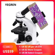 Professional Biological Microscope Compound Monocular Student Microscope LED School Laboratory with Smartphone Adapter 40X-1600X Professional Biological Microscope Compound Monocular Student Microscope LED School Laboratory with Smartphone Adapter 40X-1600X