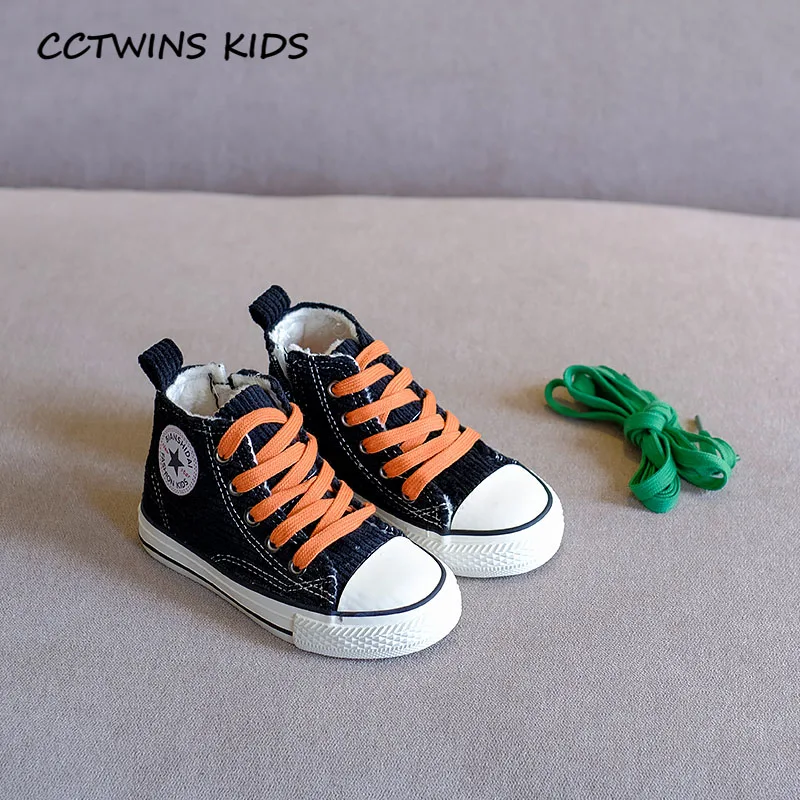 CCTWINS/детская обувь; коллекция года; зимняя детская парусиновая обувь; модные высокие кроссовки для маленьких девочек; Спортивные Повседневные кроссовки для мальчиков; FH2648 - Цвет: Thin Black