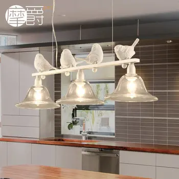 

Nordic Modern Led Iron Bird Pendant Light Lamp Simplebar Glass Lampshade Dining Room Bedroom Hanging Lighting Shade Bed Ing E27