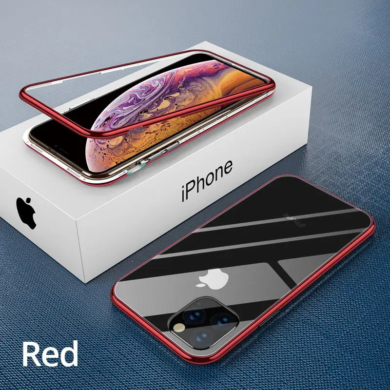 PZOZ металлический чехол с магнитной адсорбцией для iphone 11 pro max Все включено, чехол для телефона, чехол для iphone 11 противоударный чехол для мобильного телефона - Цвет: Red