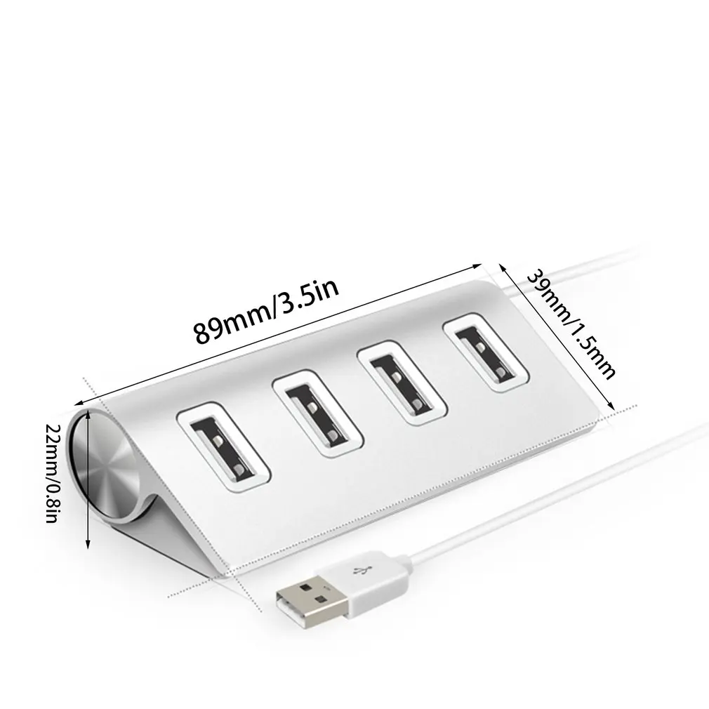 Usb-хаб высокоскоростной мини 4 порта USB2.0 концентратор для настольного ноутбука алюминиевый сплав