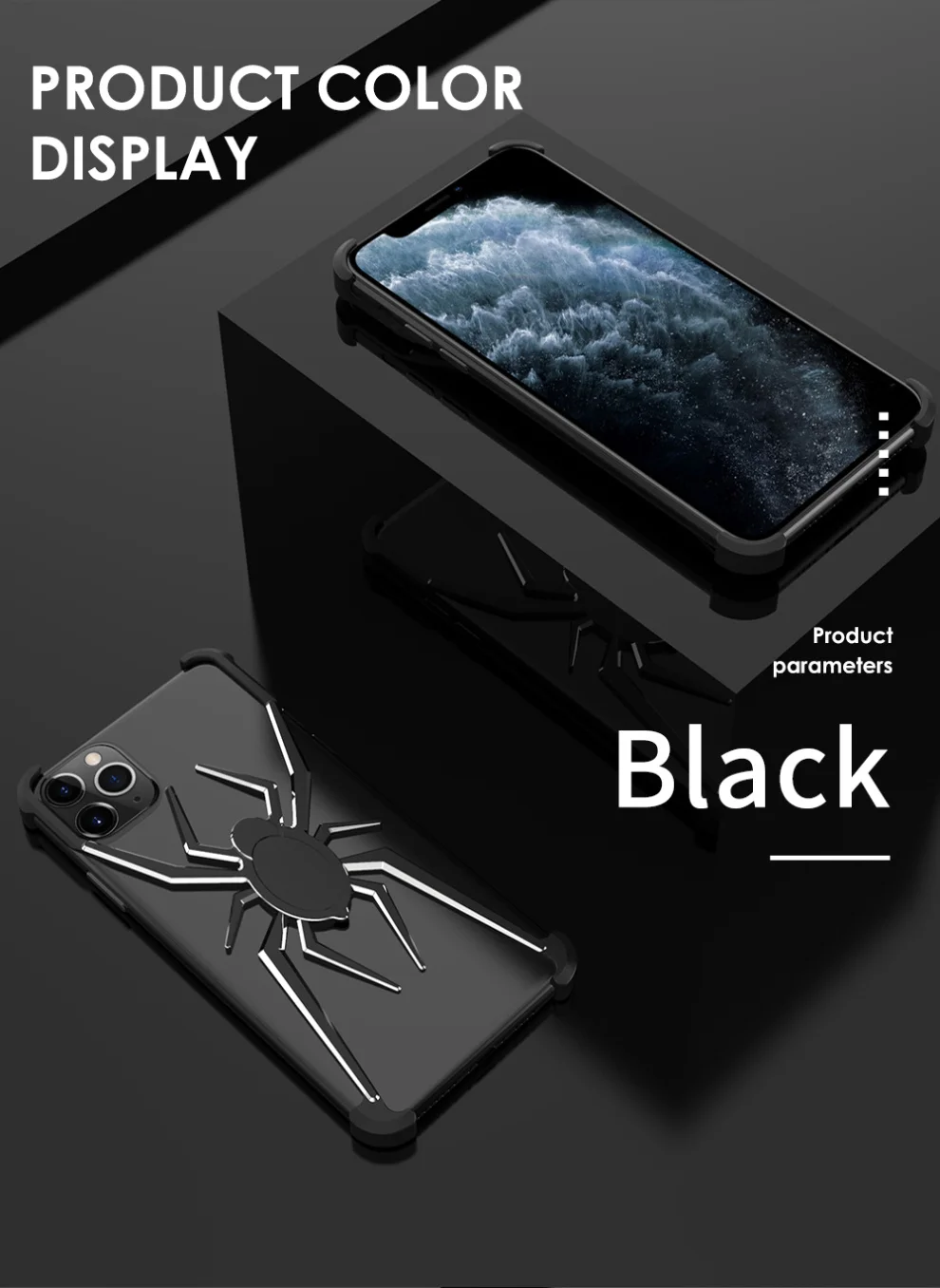 Стильный чехол с элементами паука 2 в 1 для iPhone 11 Pro Max, роскошный тонкий алюминиевый металлический бампер, чехол для iPhone 11/Pro/Max