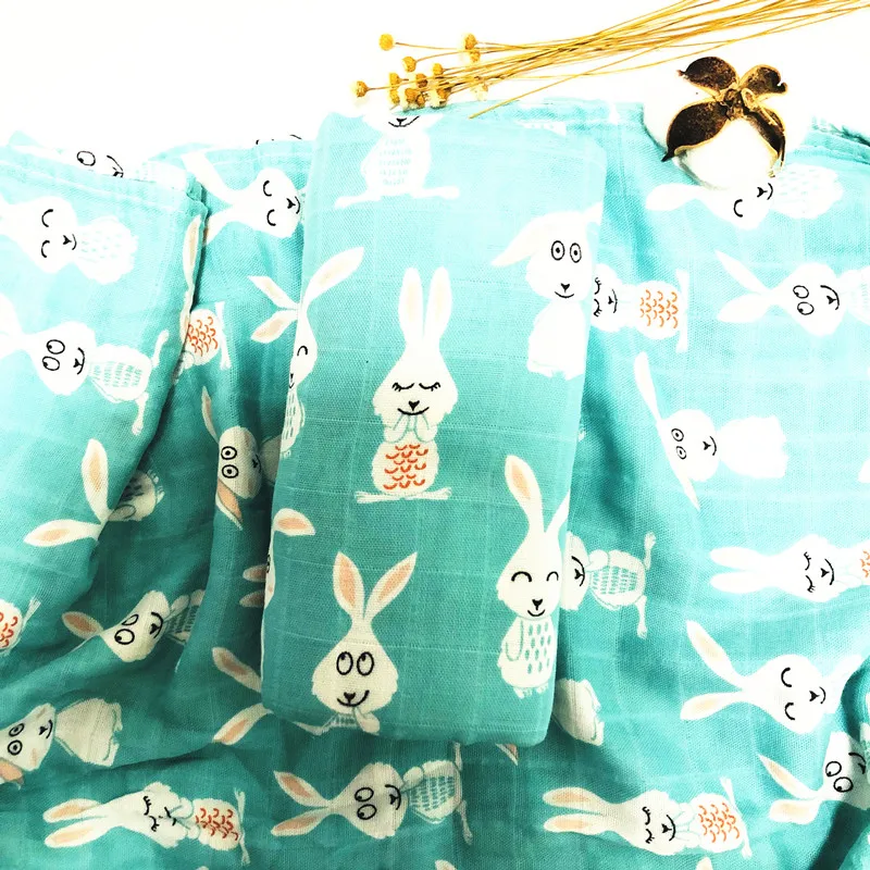 zm rabbit Feathe 70% bamboo30% хлопок детские муслиновые пеленальные одеяла подгузники для новорожденных одеяла марлевые детские пеленки спальный мешок Пеленальное банное полотенце - Цвет: zm rabbit
