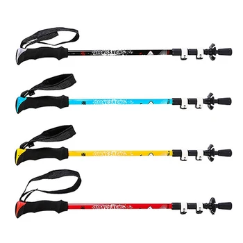 

Camping 3-Section Aluminum Alloy Walking Pole Shock Absorption Lockable Canes Handle Stick Alpenstock Folding Walking For Hiking