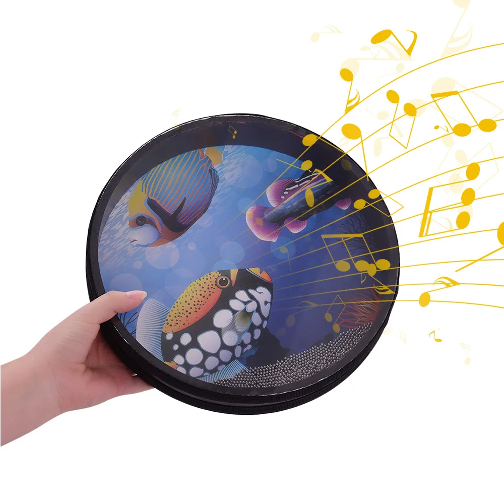 8/10inch Hand Drum Solid Wooden Ocean Drum Sea Wave Frame Gentle Sea Wave Sound Musical Toy Three Types