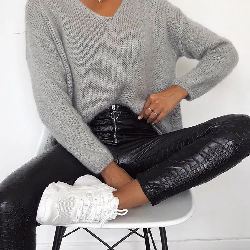 Faux Leather Pants Women Pencil 