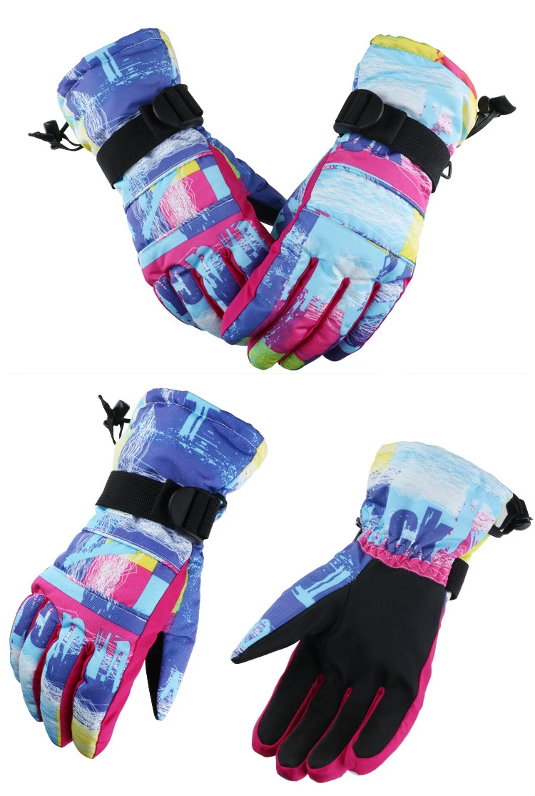 Хит! Мужские/Женские/Детские лыжные перчатки, перчатки для сноуборда, Сверхлегкие Водонепроницаемые зимние теплые флисовые перчатки для езды на мотоцикле и снегоходе - Цвет: As photo shows