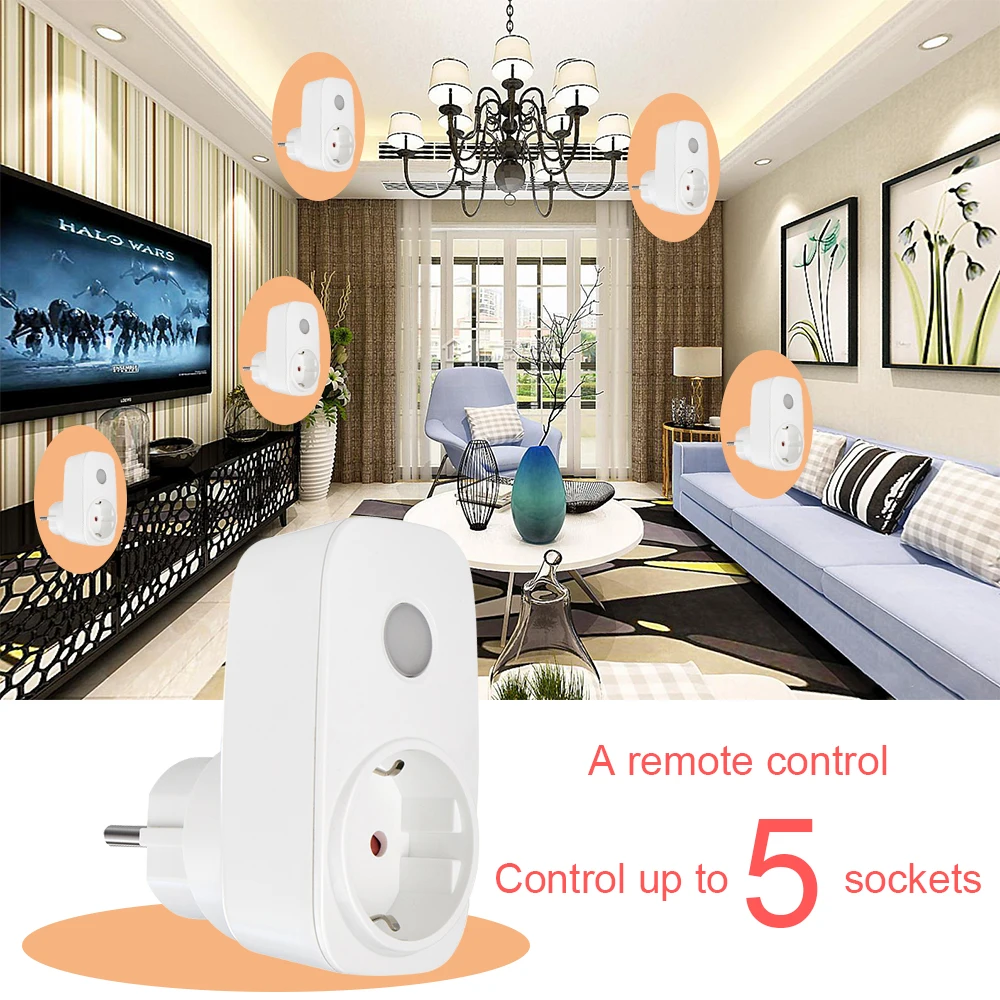 Wireless Remote Control Smart Socket EU UK French Plug Wall 433mhz  Programmable Electrical Outlet Switch 220v 230v LED