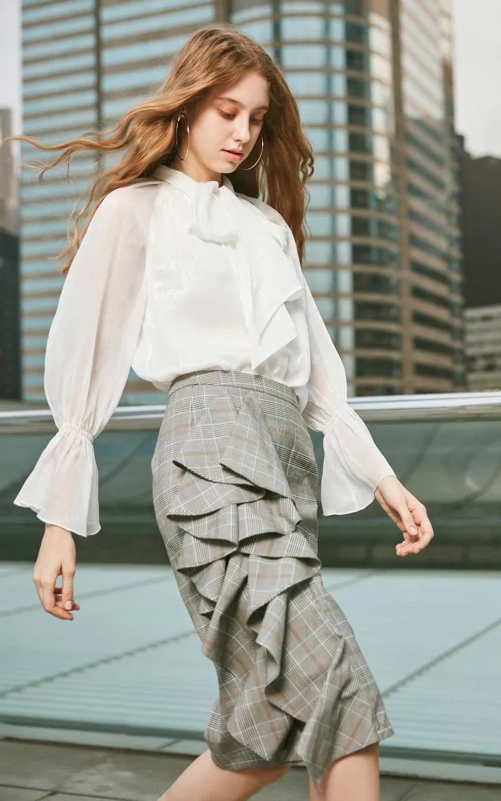 Vero Moda Женская плиссированная Асимметричная клетчатая юбка | 319116520