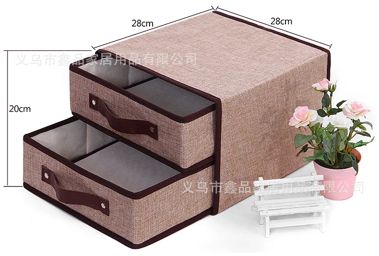 Для хранения коробка хлопок коробка для хранения, ОБИТАЯ льняной тканью комплект из двух предметов коробка для хранения Складная простая коробка для хранения
