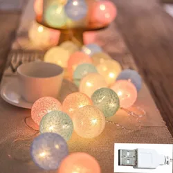 Vibrant Cotton Ball LED String Lights - 1m 10leds (USB Multicolor)