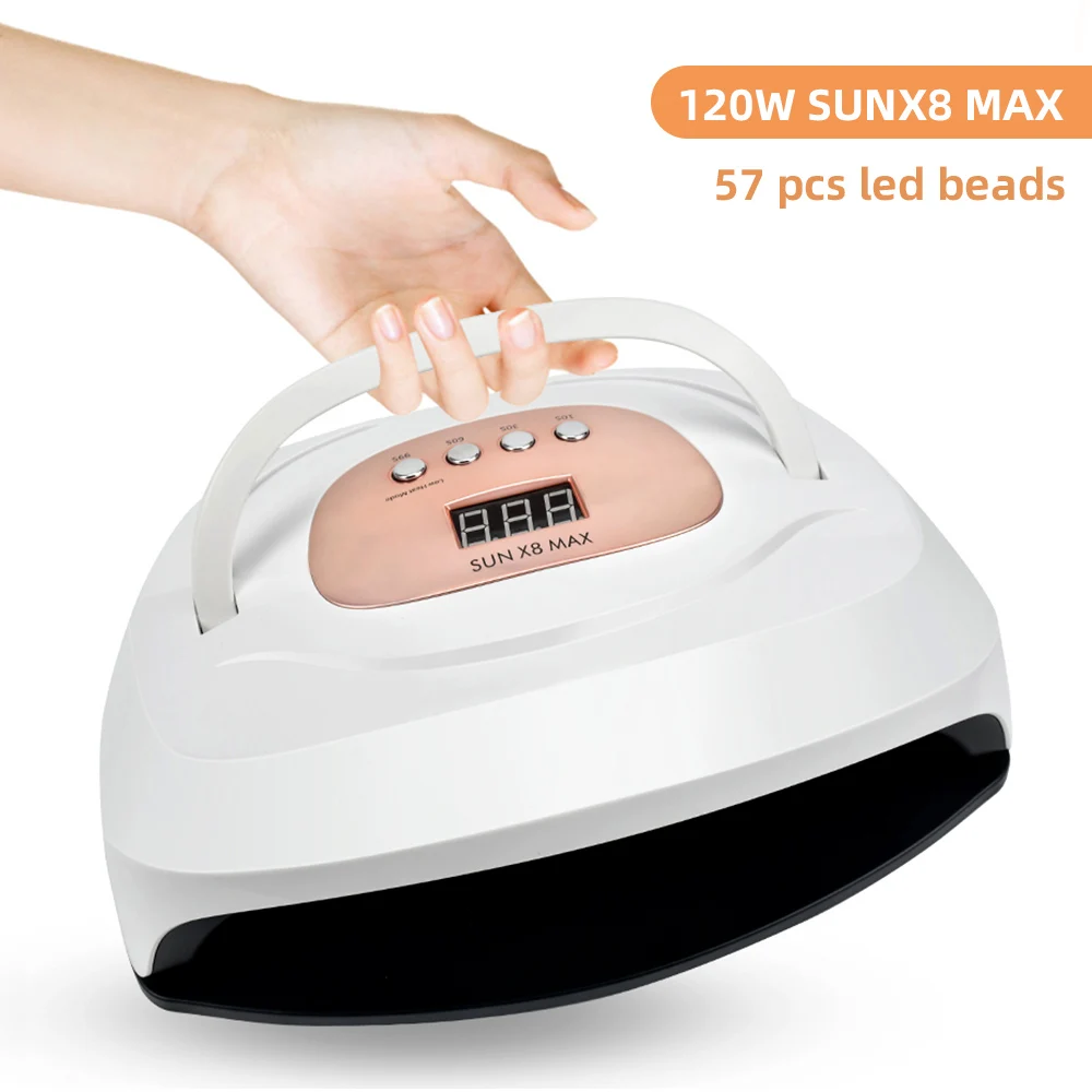 

120W Nail Lamp UV LED Nail Dryer 57PCS Nail Beads With Smart Sensor LCD Display For Drying All Gel Nail Polish Nail Art Tool