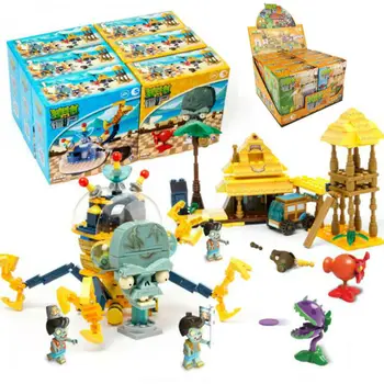 

Genuine Plants vs Zombies Toy Set Waves Beach Six-in-One Children Educational Building Blocks Fight Inserted ENLIGHTEN Game