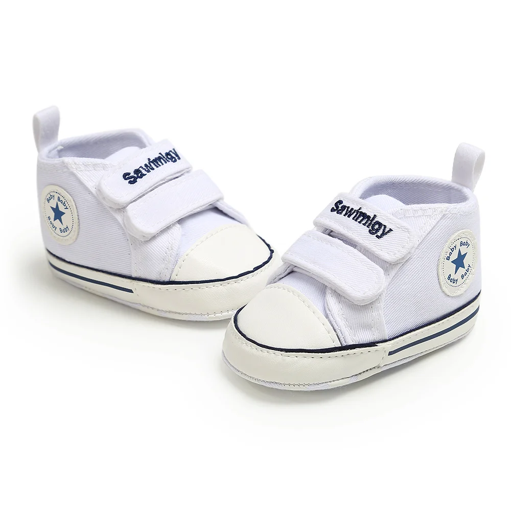 Детская обувь; хлопковые кроссовки для мальчиков и девочек; мягкая нескользящая подошва для новорожденных; обувь для первых шагов; крючок для малышей и петля; парусиновая обувь для малышей