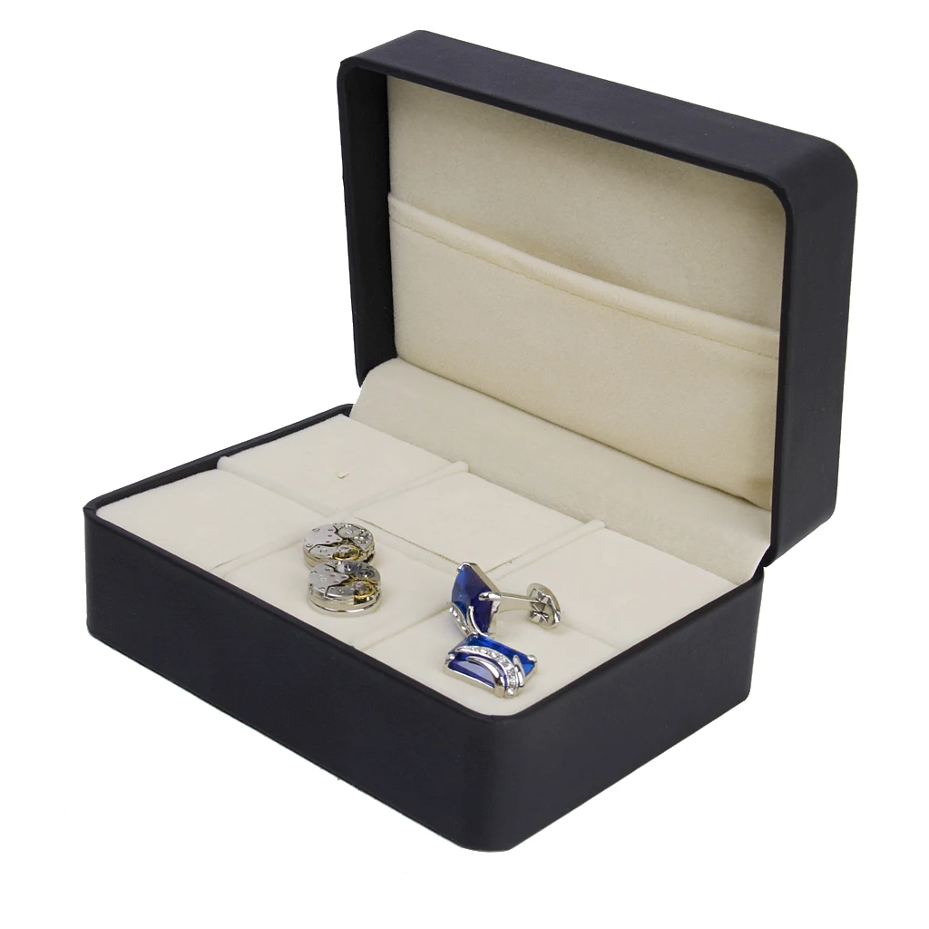 Luxury Cufflink Organizer Tie Clip and Cuff Links Storage Gift Box Jewelry Display Case