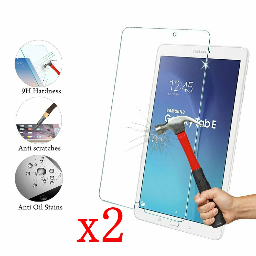 

2 Piece Genuine 9H Tempered Glass for Samsung Galaxy Tab E 9.6" SM-T560 SM-T561 Tablet Full Coverage Bubble Free Protective Film