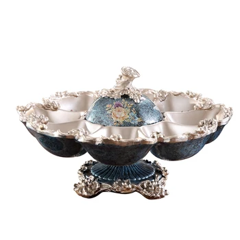 

European Dried Fruit Tray Covered Living Room Coffee Table Melon Seeds Plate Candy Plate Box Seperated Storage dessert tray