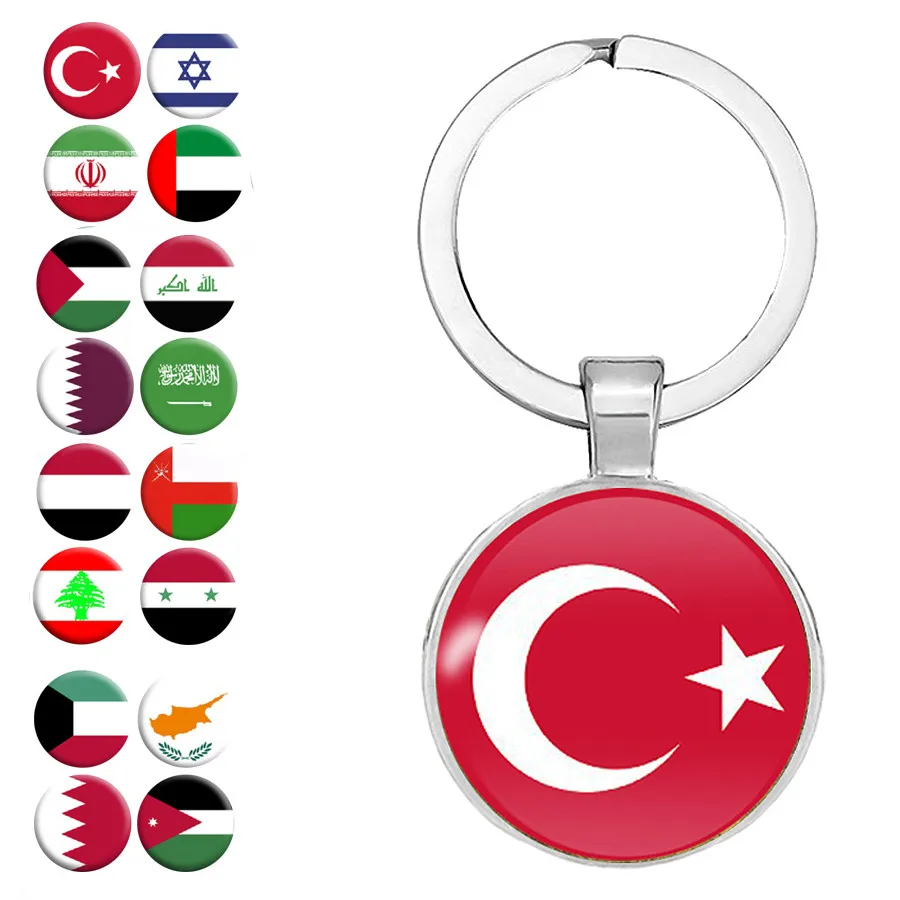 National Flag Keychains Turkey Israel Saudi Arabia Palestine Iraq Qatar Are Jordan Syria Oman Lebanon Keyrings Jewelry | Украшения и