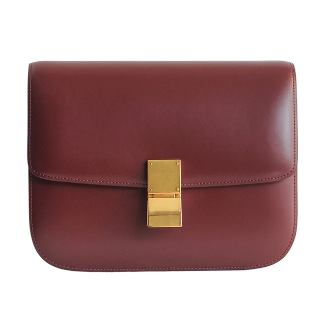 Glossy Metal Box Classic Design Real Leather Flap Fashion Women's Crossbody Vintage Bag Purse and Handbag Luxury Tofu Bags 2021 2