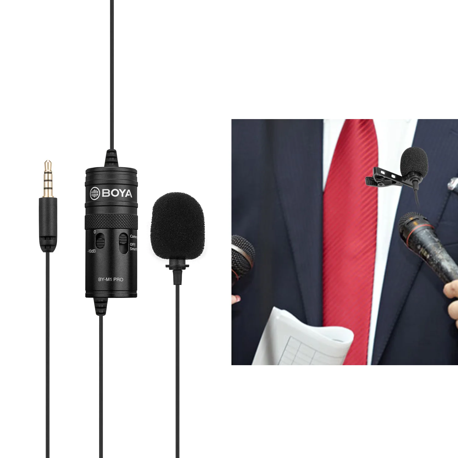 BOYA BY-M1 Pro Omni-Directional Lavalier Microphone Mic Single Head Clip-on Condenser Mic for Smartphone DSLR Camcorder Audio