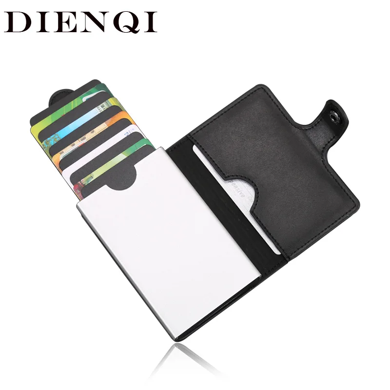Купить DIENQI Rfid Выдвижной Держатель для карт мужские кошельки тонкий металлический | Мужские кошельки (4000595326191)