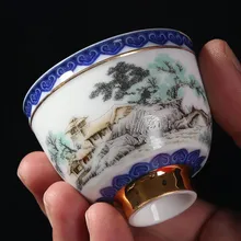 Цзиндэчжэнь керамическая чайная чашка Стерлинговое серебро 999 аутентичный чайный набор кунг-фу чашка большая Посеребренная чайная чашка домашняя черная чайная посуда