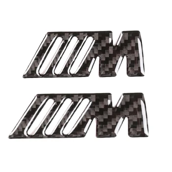 

M Standard 2Pcs Carbon Fiber Fender Side +Rear Trunk Emblems Logo Decal Badge Sticker for All -BMW