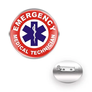 

2020 New Fashion EMT Emergency Medical Technician Theme Brooch Badge Glass Cabochon Dome For Bag Clothes Decoration Pins Jewelry