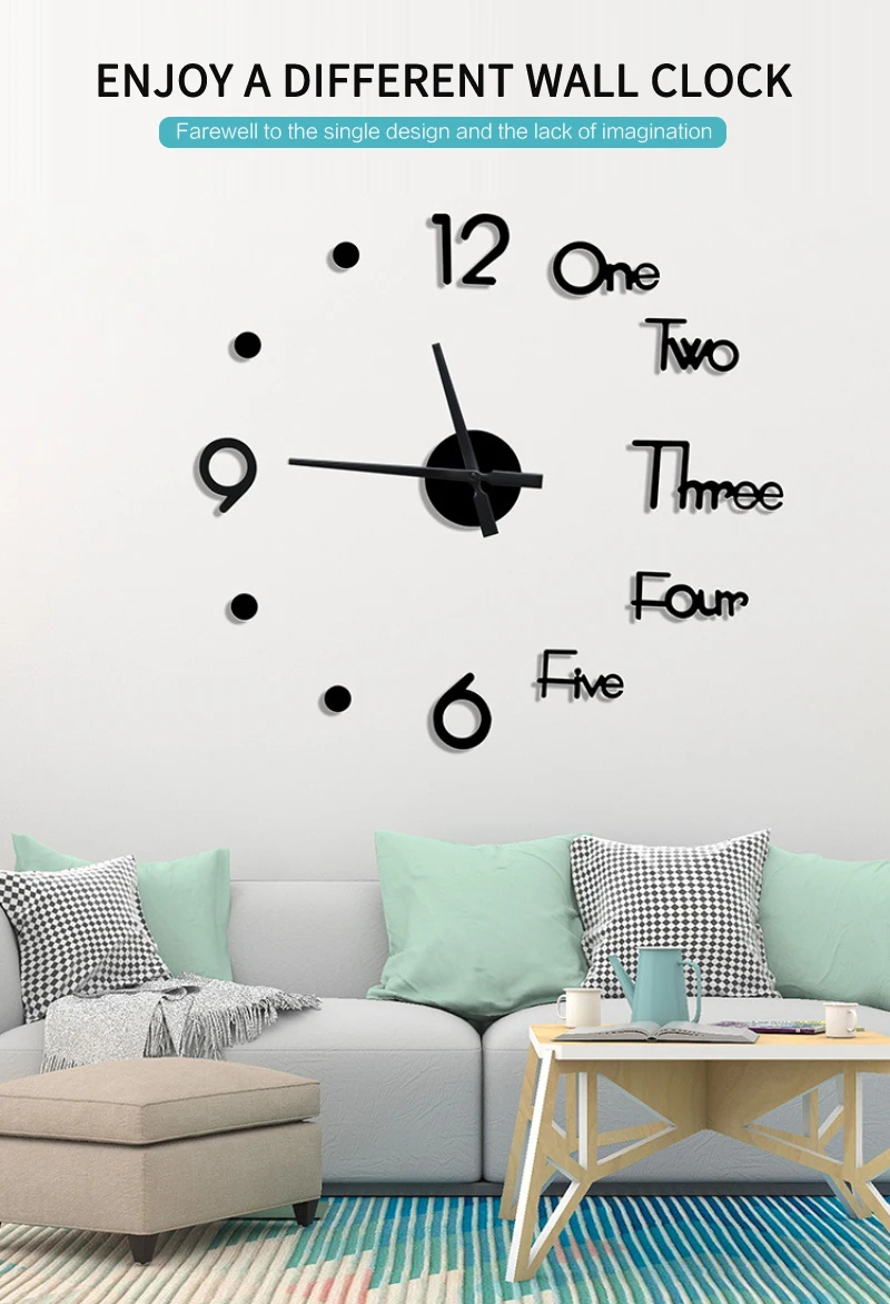 Alg 3d Wall Clock Mirror Stickers Creative Diy Clocks Removable Art