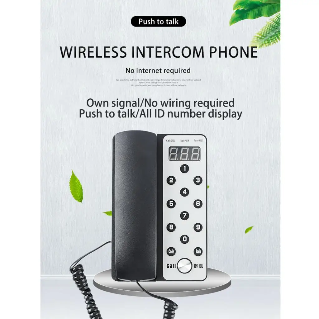 433Mhz Wireless Intercom System Secure Interphone Handsets Extendable for Warehouse Office Interphone Home Phone