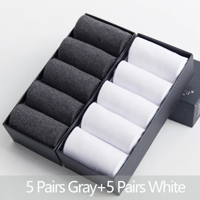 5/10 Pairs/Lot Men's Cotton Socks Plus Size Black Business Men Socks Breathable Spring Summer Autumn for Male Eur Size(39-48) 087-10-12