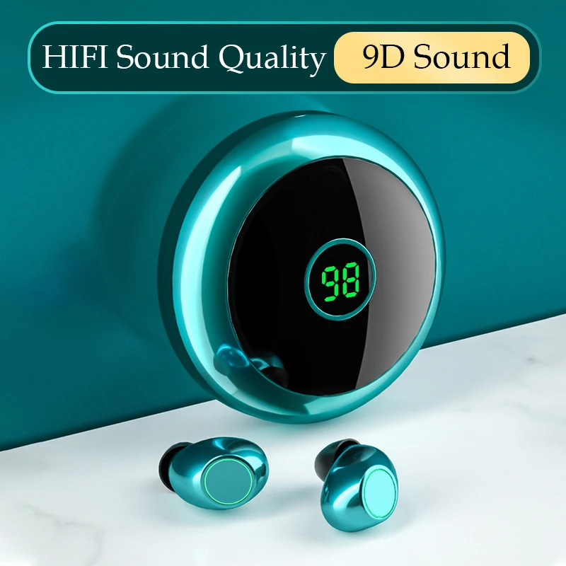 TWS Wireless Earphones Bluetooth 5.0 Headphones Sports Earbuds Waterproof Headset Round shape Charging Box For All Smartphones |