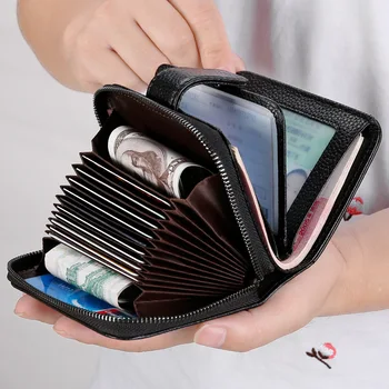 

Convenient Multi-function Wallet Men's Short Genuine Leather Vertical Wallet Change Driving License Leather Case ID Card Wallet