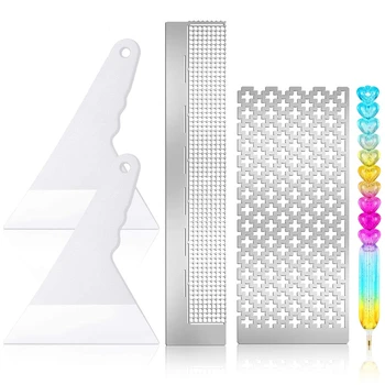 

5Pcs 5D Diamond Painting Tool Set Diamond Painting Ruler Diamond Painting Fix Tools Diamond Painting Drill Pen