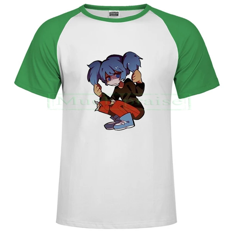 Raglan green 145 Новинка, мужские футболки Sally face, зеленая, белая, мужская мода, мультяшная футболка, Sally Face, цельные повседневные футболки, уличная одежда, топы - Цвет: Raglan green 145