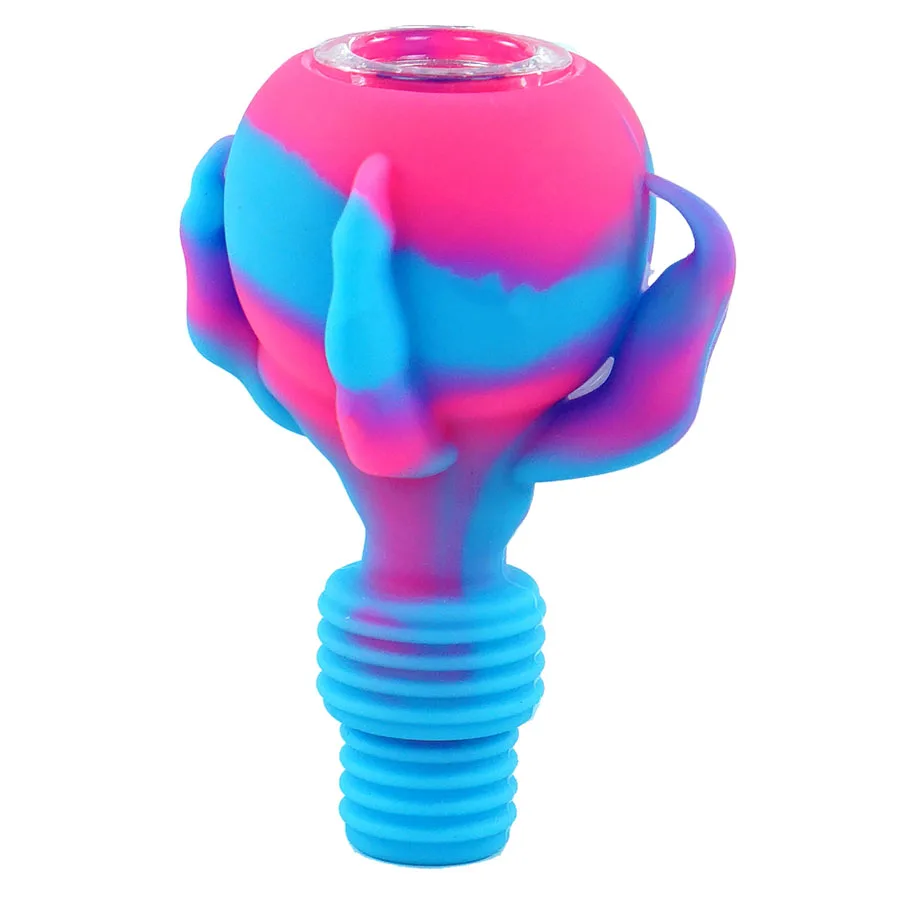 rose blue Новинка 14 мм Стеклянная силиконовая чаша ПРЯМЫЕ стеклянные аксессуары масляная установка для курительных труб - Цвет: rose blue