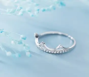 

Child SIZE6.5-SIZE6.75 REAL.925 Sterling Silver fINE crystals Crown Princess Ring adjust GTLJ1680
