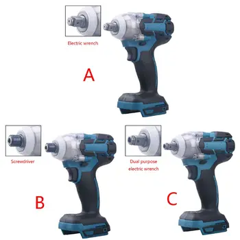 

18V Cordless Electric Impact Wrench Motor 1/2" Square Brushless Rechargeable Wrench LED Light