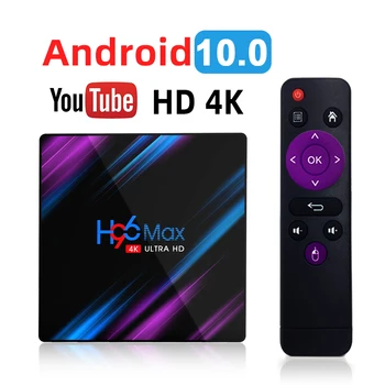 

H96MAX Android 10.0 TV Box RK3318 Quad Core 2.4G/5.8G Wifi BT 4.0 4K Media Player Mini Set Top Box Voice Control H96 MAX VS HK1