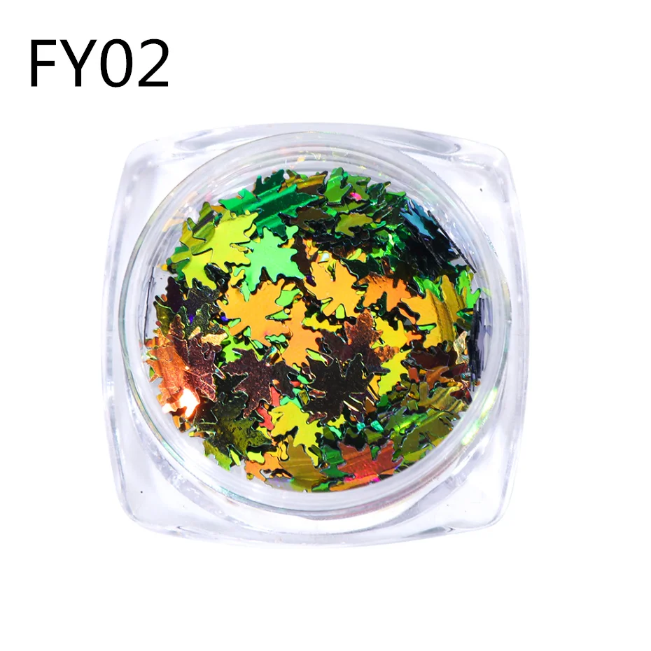 FY02 1 коробка для ногтей кленовый лист блестящие хлопья блестящие шестигранные красочные блестки лак для маникюра украшения для ногтей LEFY01-05 - Color: FY02