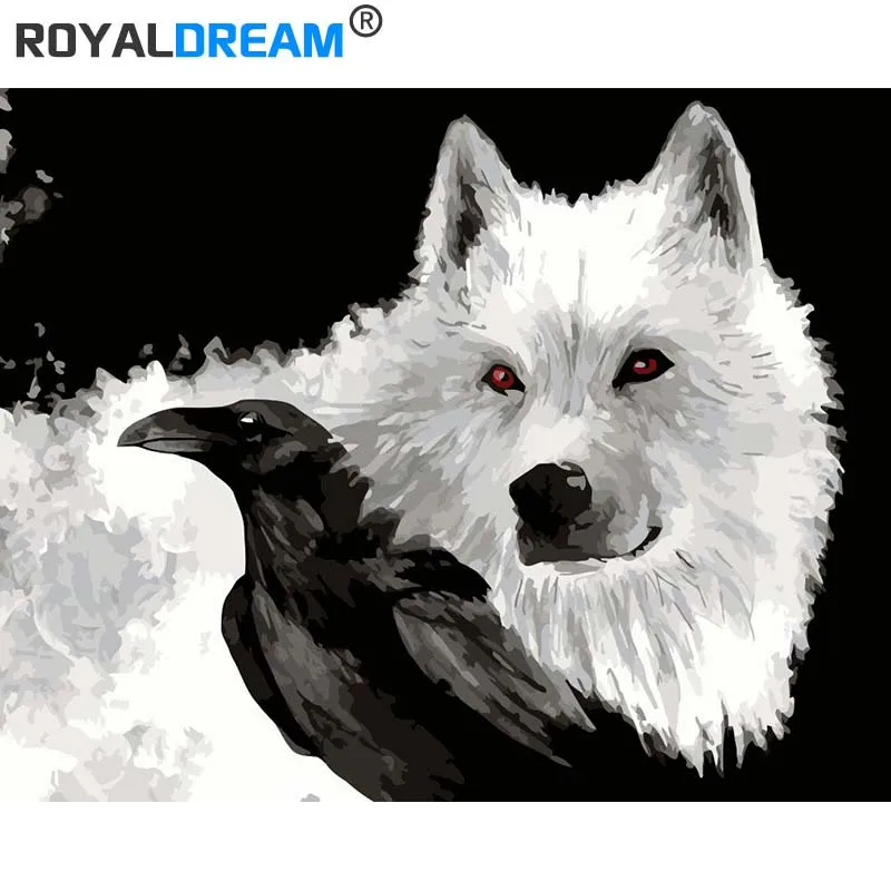 hongyanbailang ROYALDREAM милые животные DIY Краска ing по номерам Акриловая Краска по номерам ручная краска ed масляная живопись на холсте для домашнего декора - Цвет: hongyanbailang