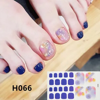 

1sheet Full Cover Toenail Sticker Wraps Summer Beach Toenail Tips Beauty Glitter Pattern Toe Nail Art Decoration Waterproof